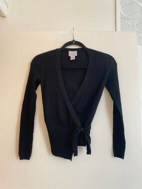 LOFT Women's Black Knit Wrap Top